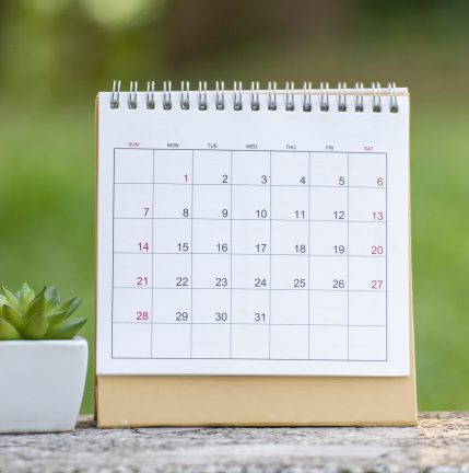 Calendar reminder event Concept. Calendar for Planner and organizer to plan and reminder daily appointment , meeting agenda, schedule, timetable and management , Work online from home-panoramic banner